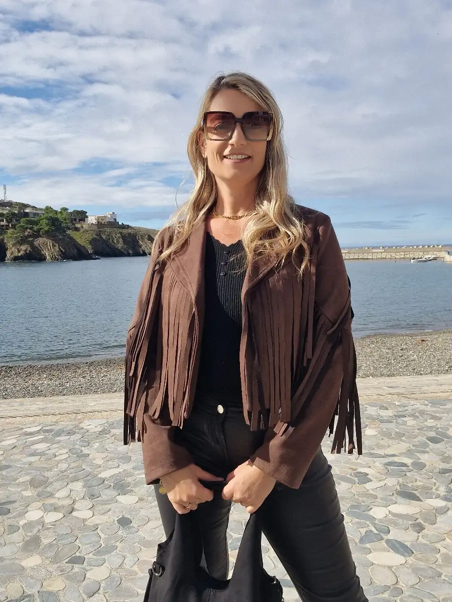 Veste à franges marron