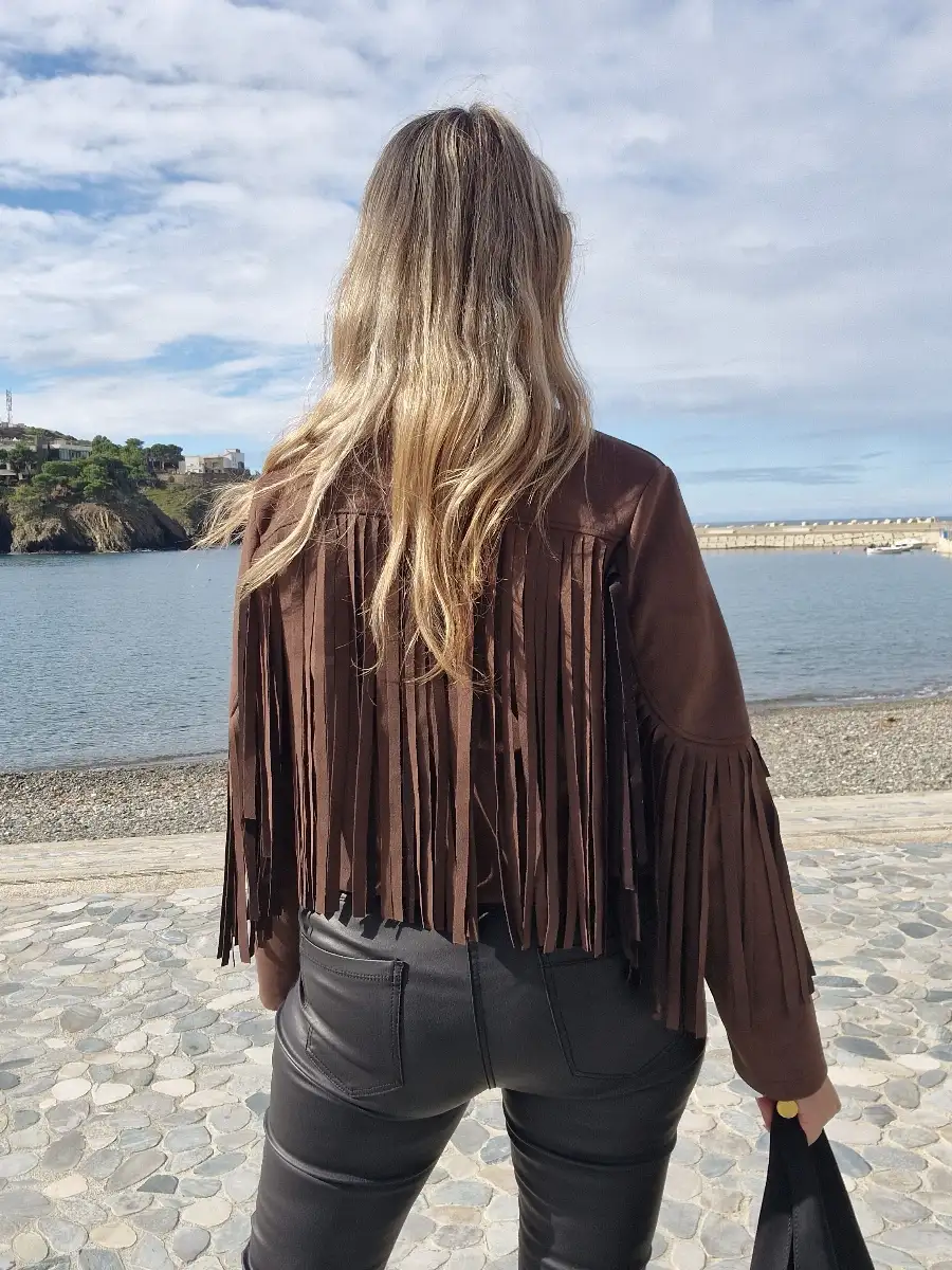 Veste à franges marron