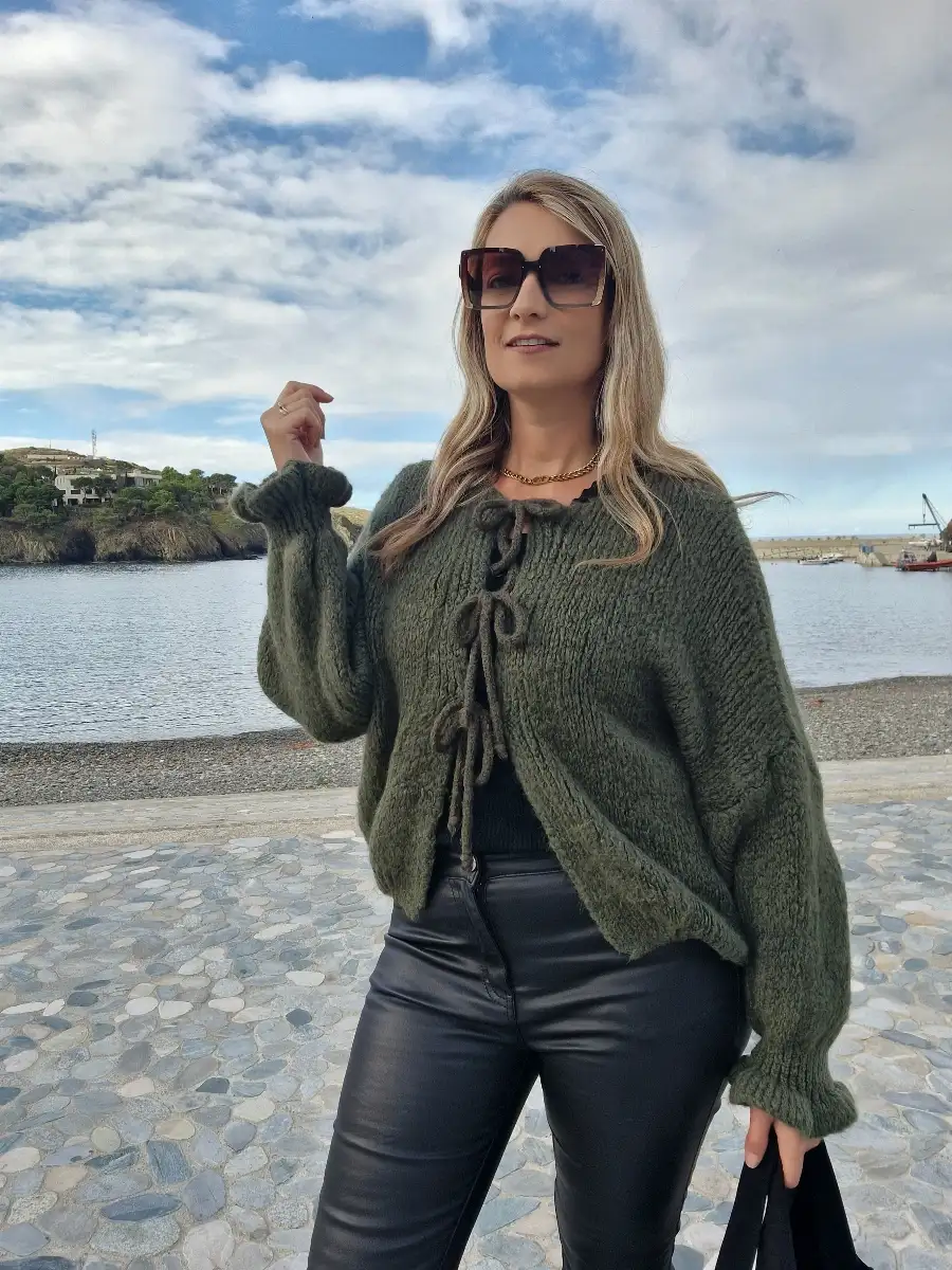 Gilet à nœuds kaki