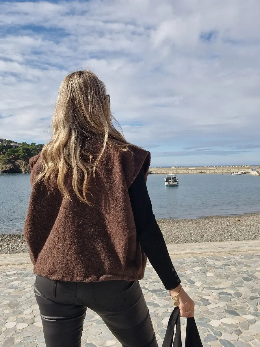 Gilet bombers sans manche marron