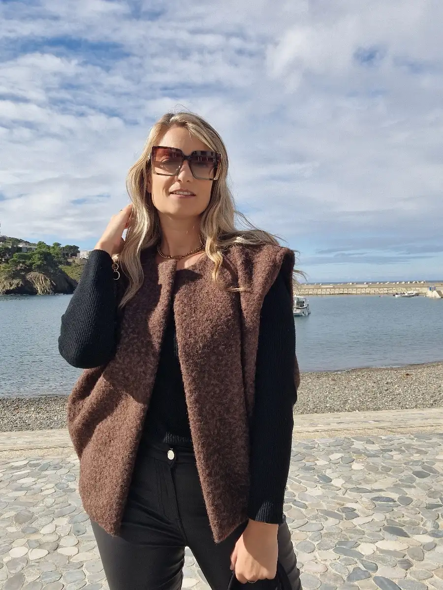 Gilet bombers sans manche marron