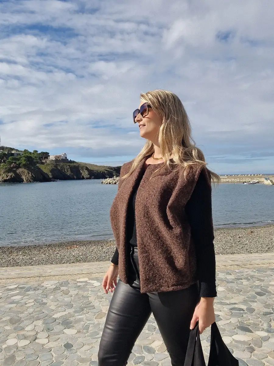 Gilet bombers sans manche marron