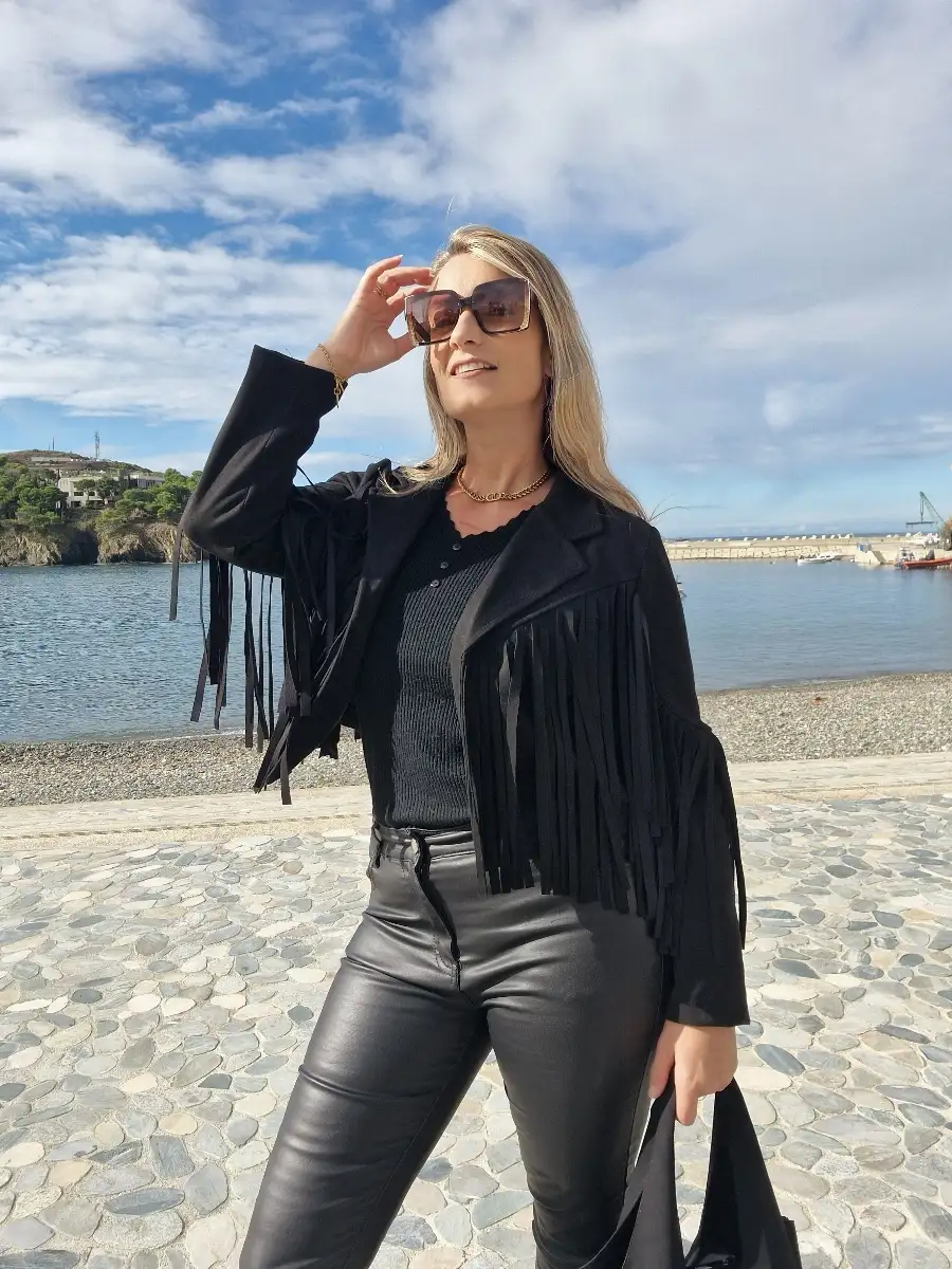 Veste à franges noire