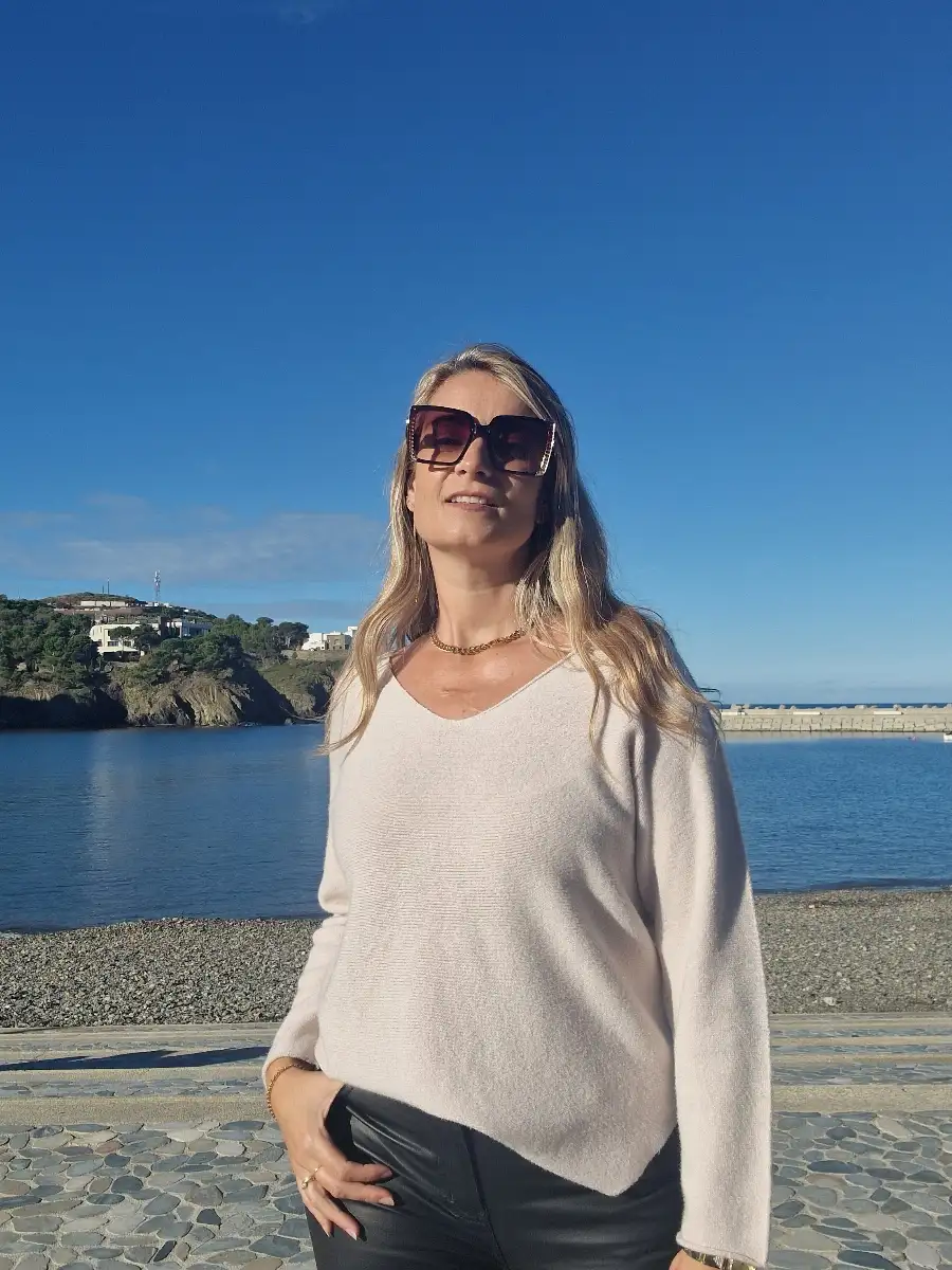 Pull maille fine beige