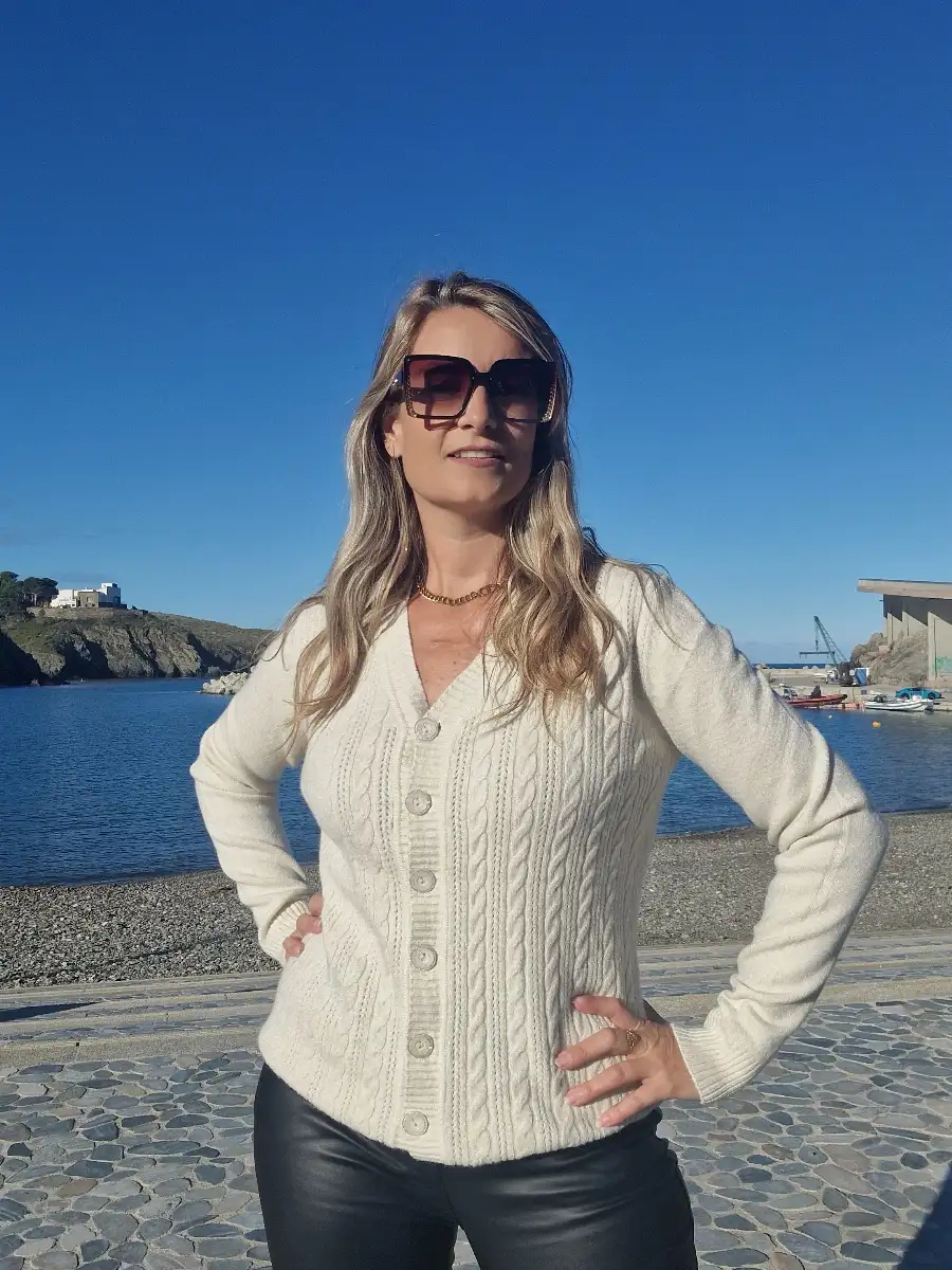 Gilet maille torsade écru