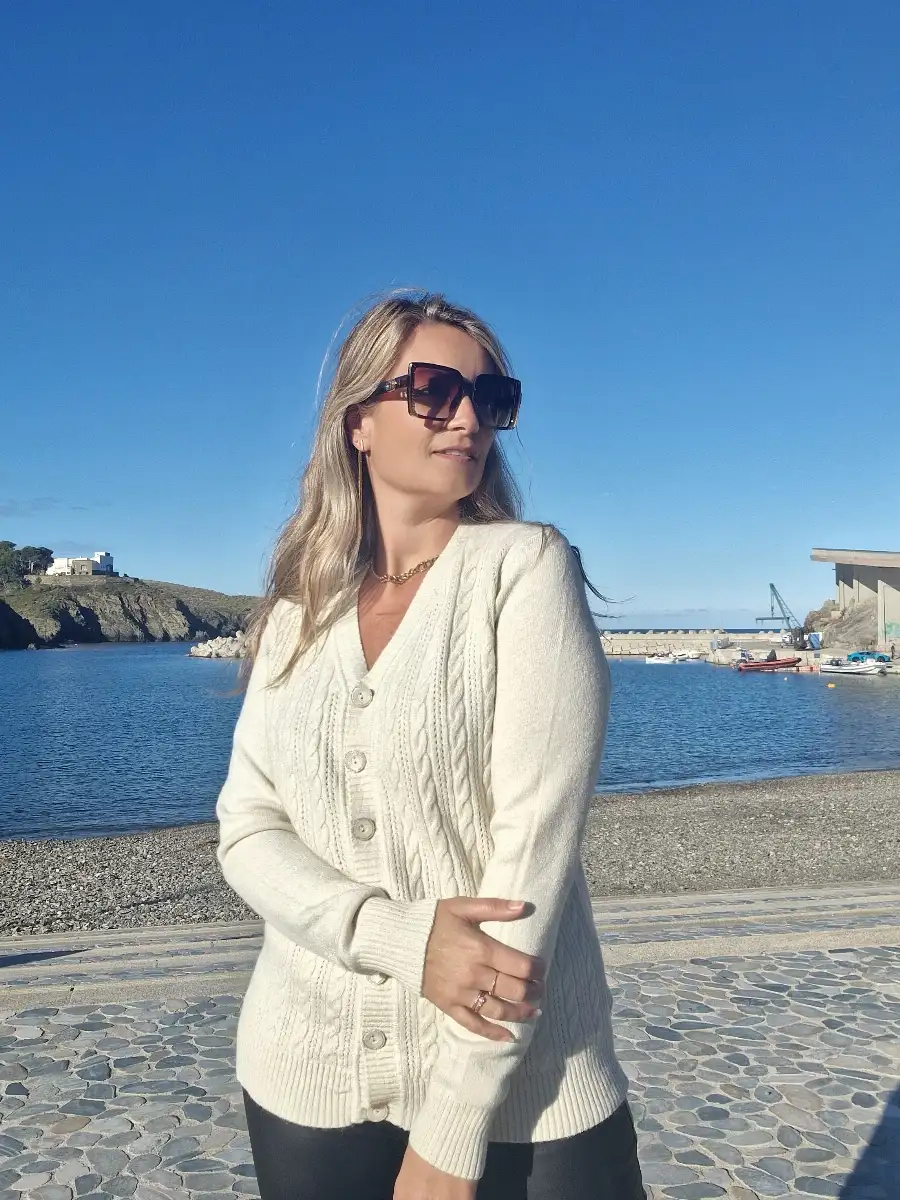 Gilet maille torsade écru