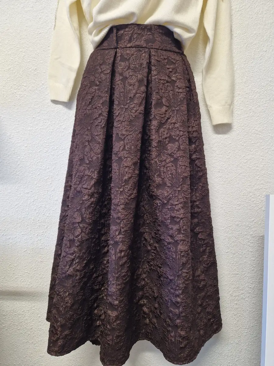 Jupe longue texturée marron