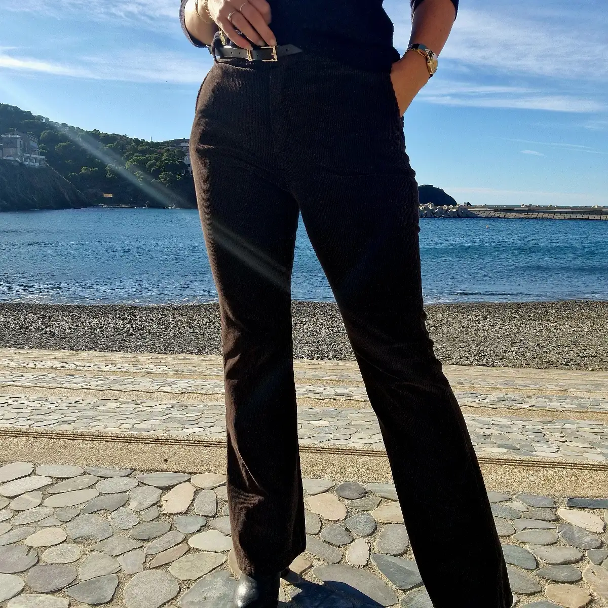 Pantalon bootcut velours marron