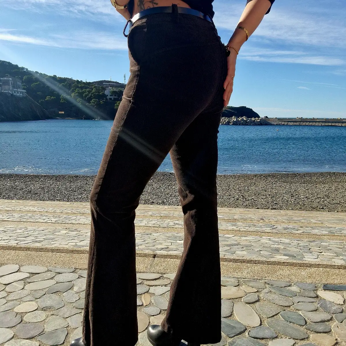 Pantalon bootcut velours marron