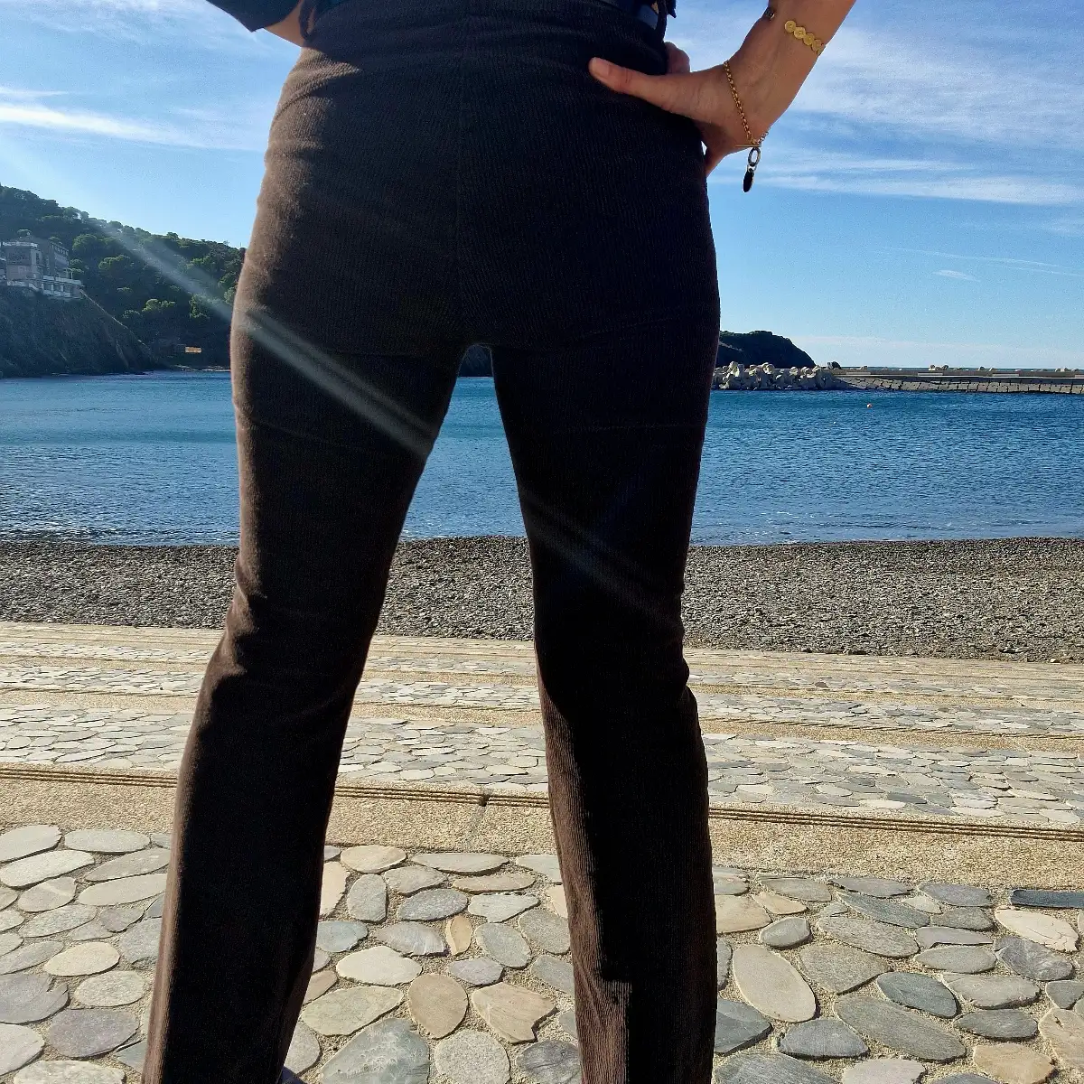 Pantalon bootcut velours marron