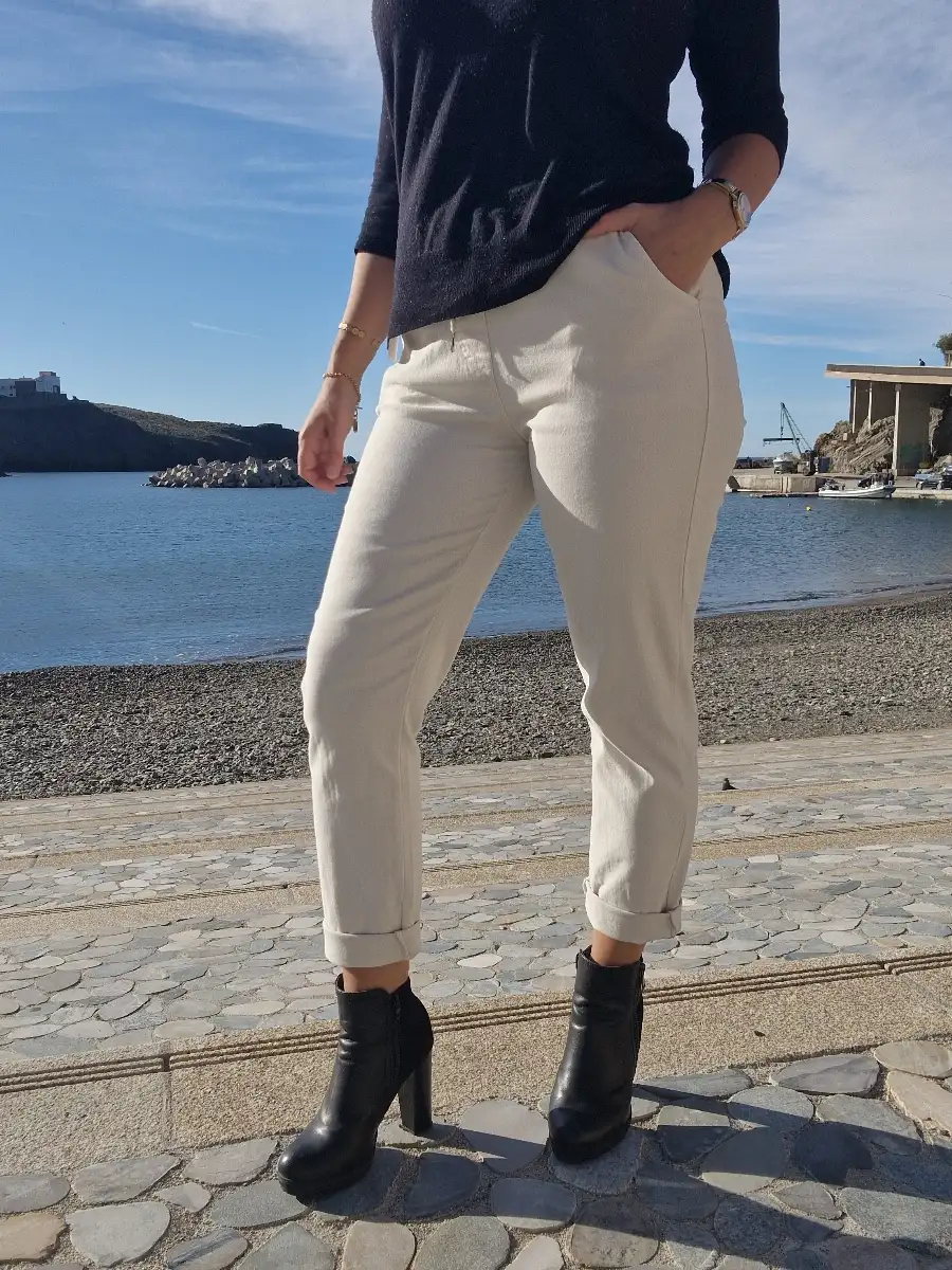 Pantalon jean stretch beige