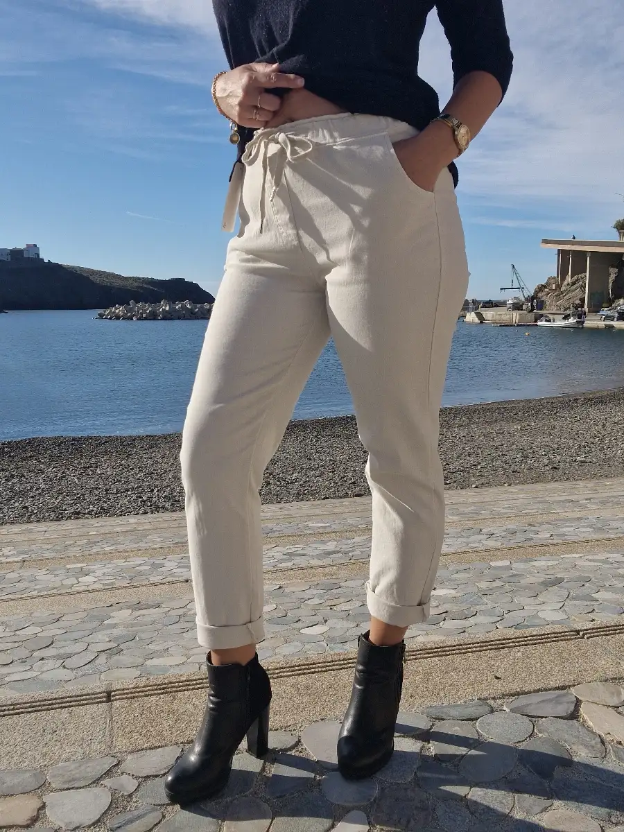 Pantalon jean stretch beige