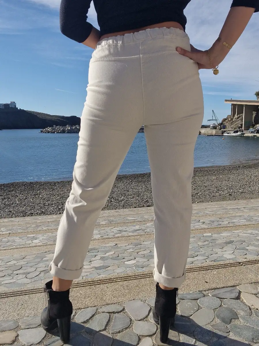 Pantalon jean stretch beige