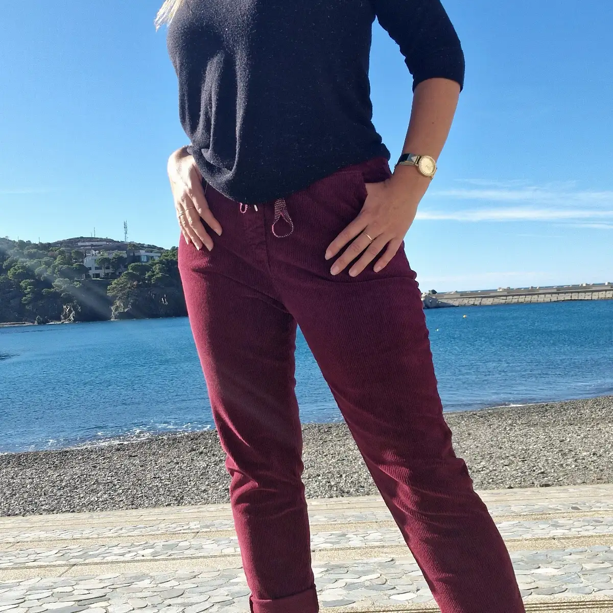 Pantalon velours bordeau