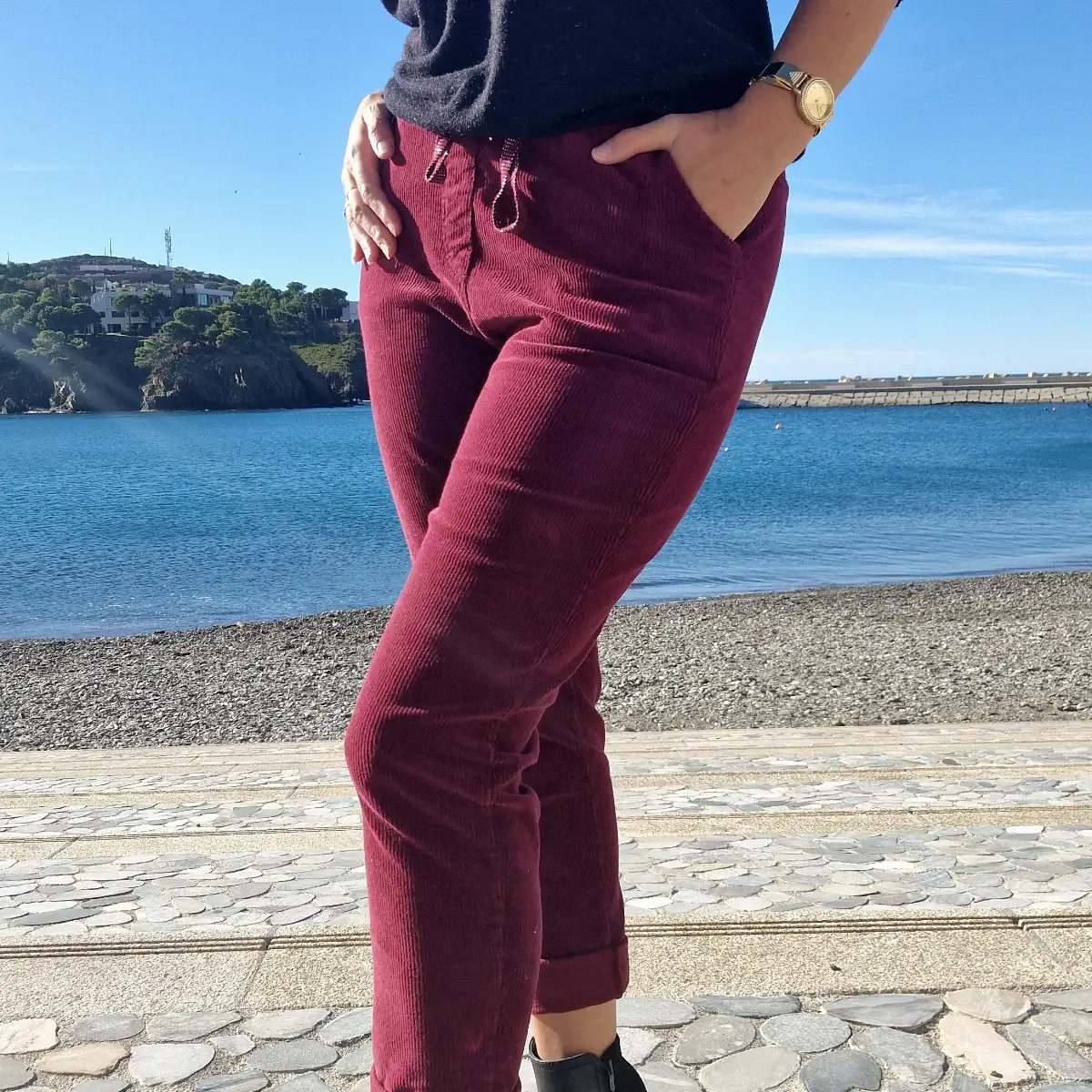 Pantalon velours bordeau