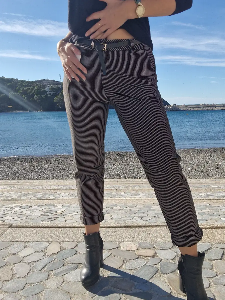 Pantalon stretch rayé