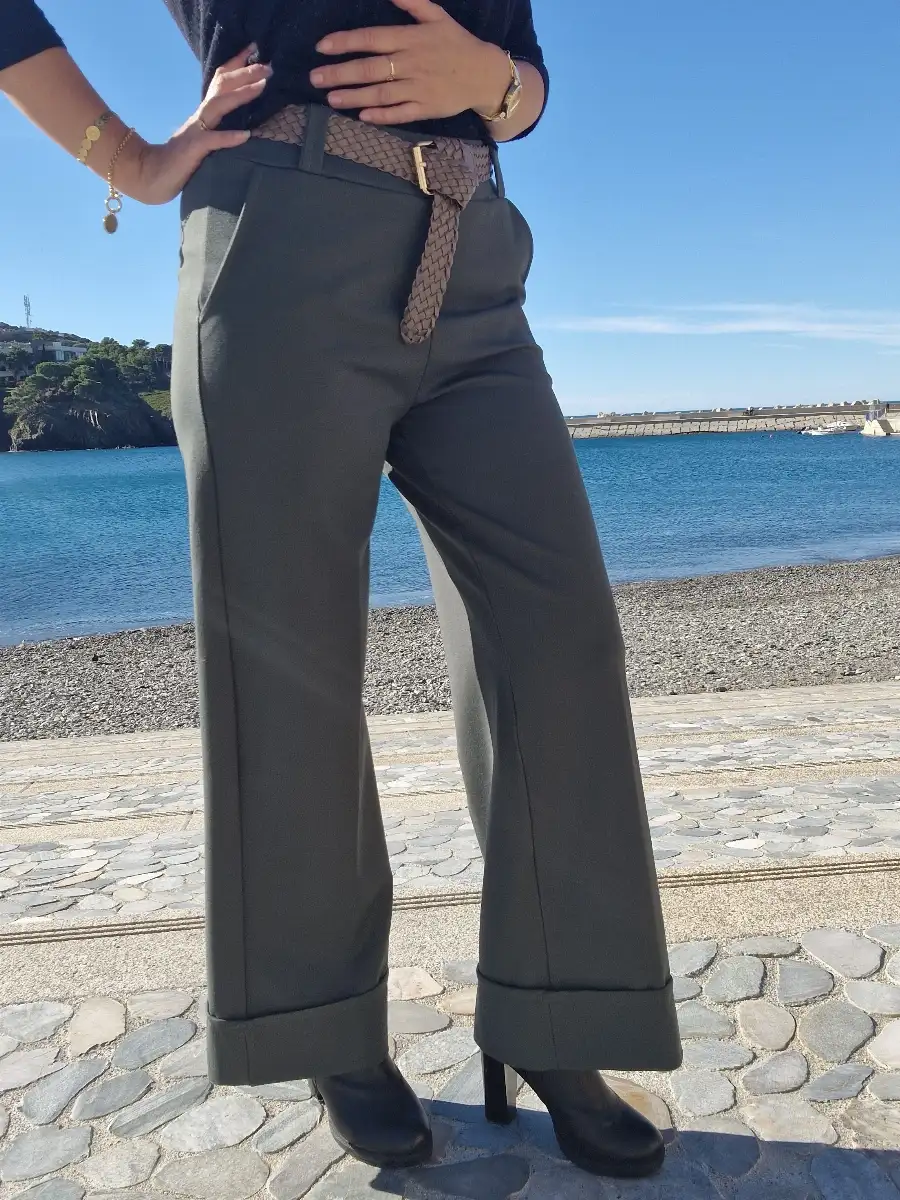 Pantalon droit stretch kaki