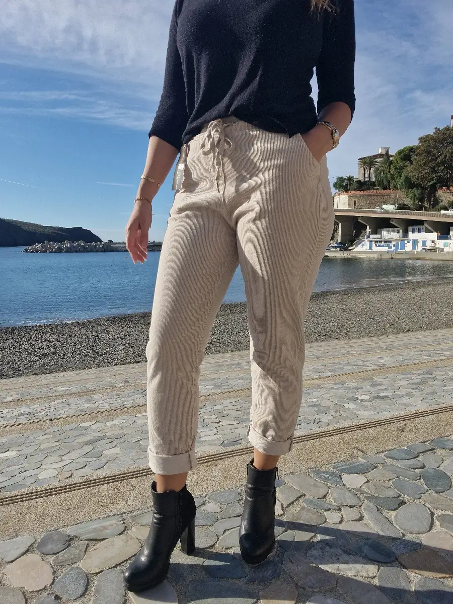 Pantalon velours beige