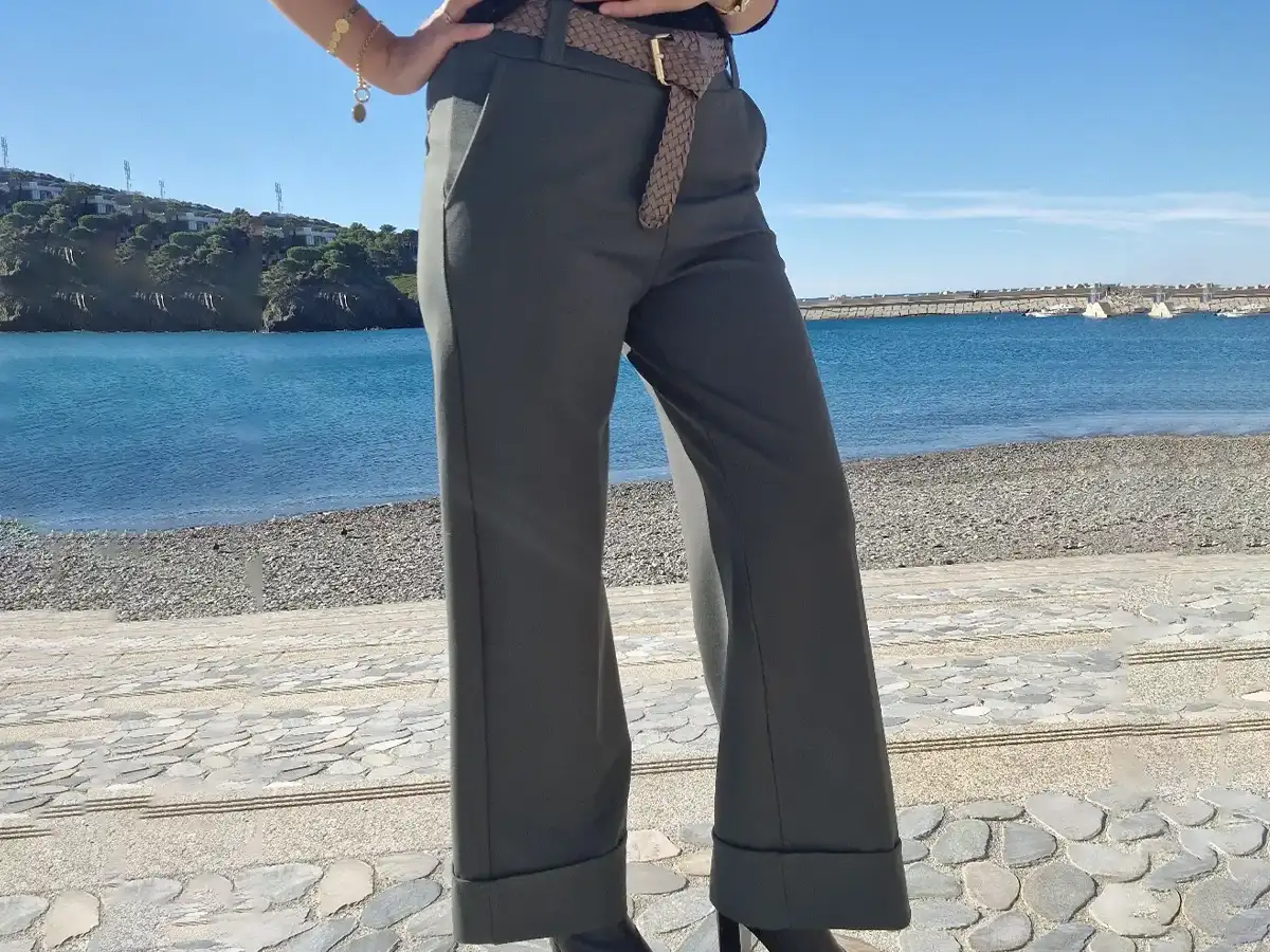 Pantalon droit stretch kaki