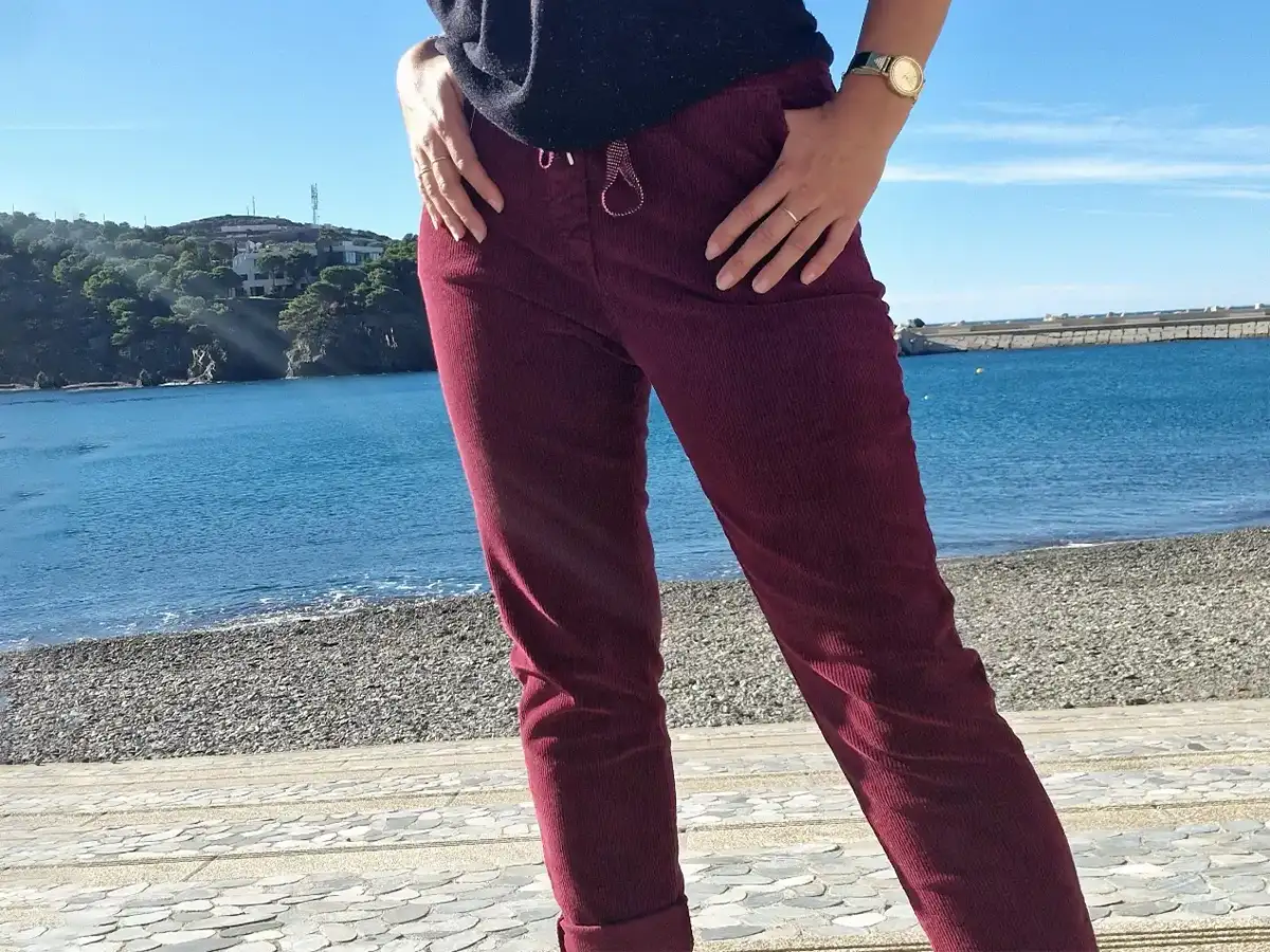 Pantalon velours bordeau