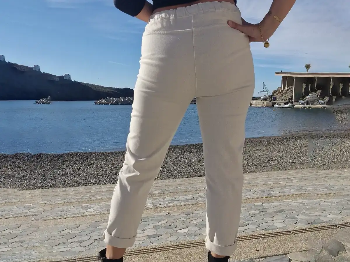 Pantalon jean stretch beige