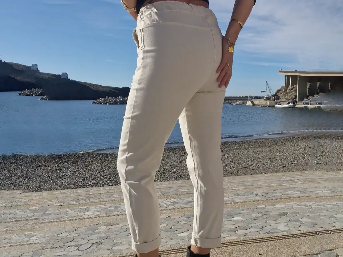 Pantalon jean stretch beige