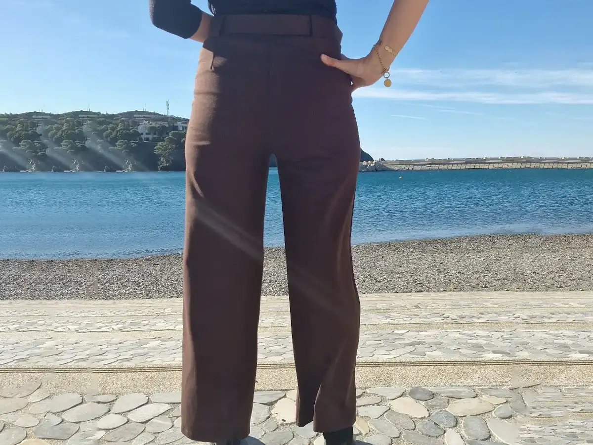 Pantalon droit stretch marron