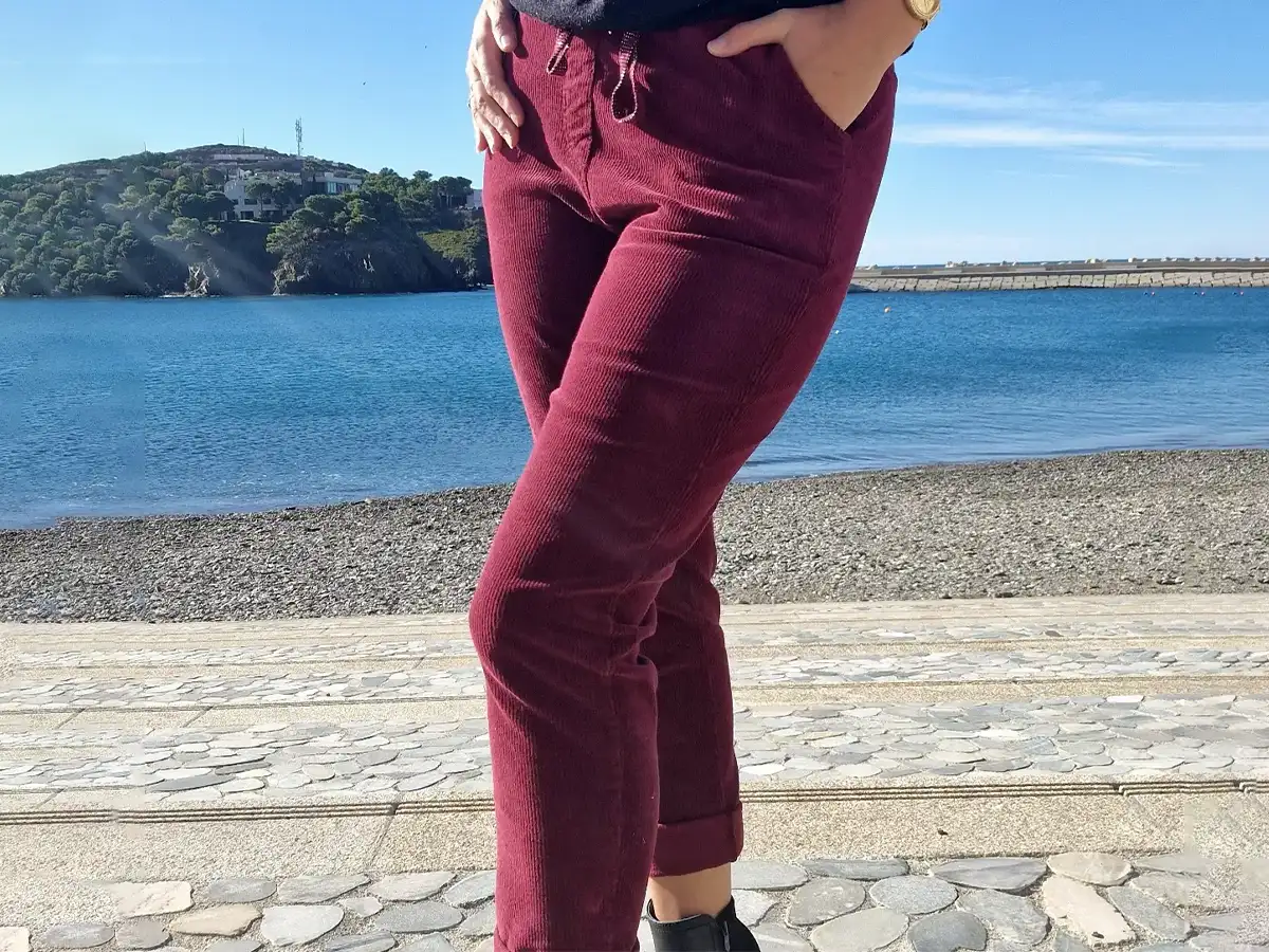 Pantalon velours bordeau