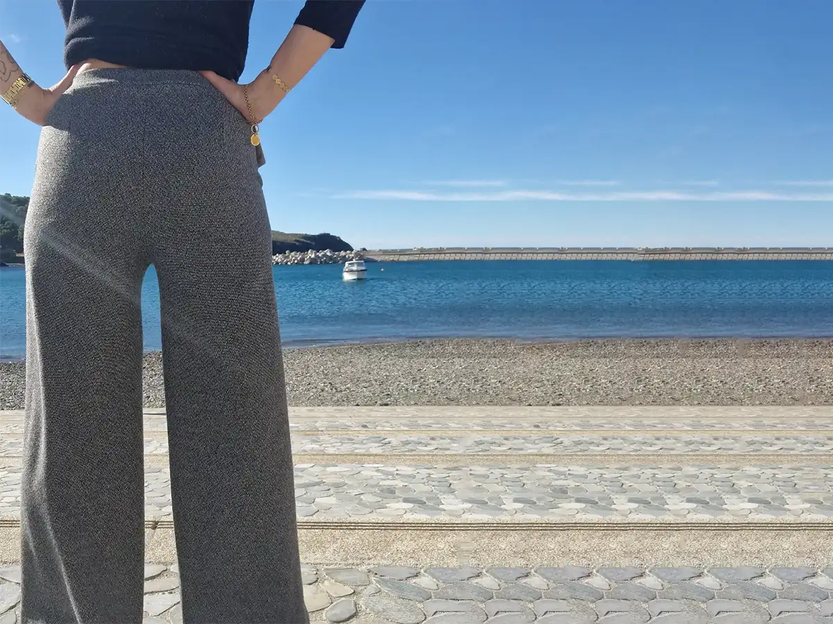 Pantalon droit gris chiné strech