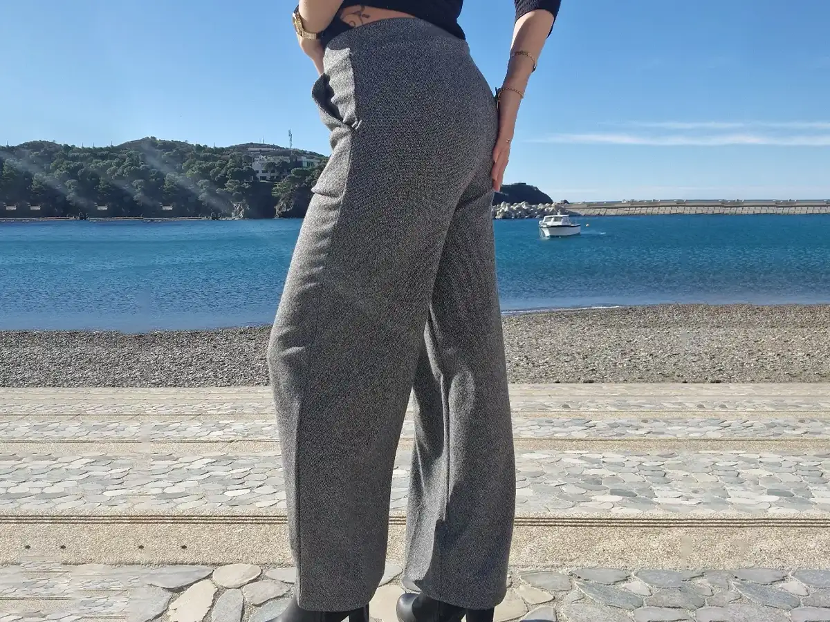 Pantalon droit gris chiné strech