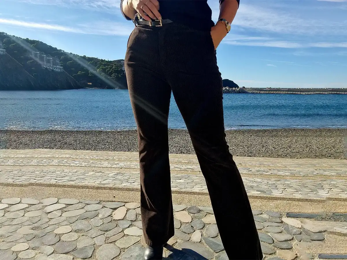 Pantalon bootcut velours marron