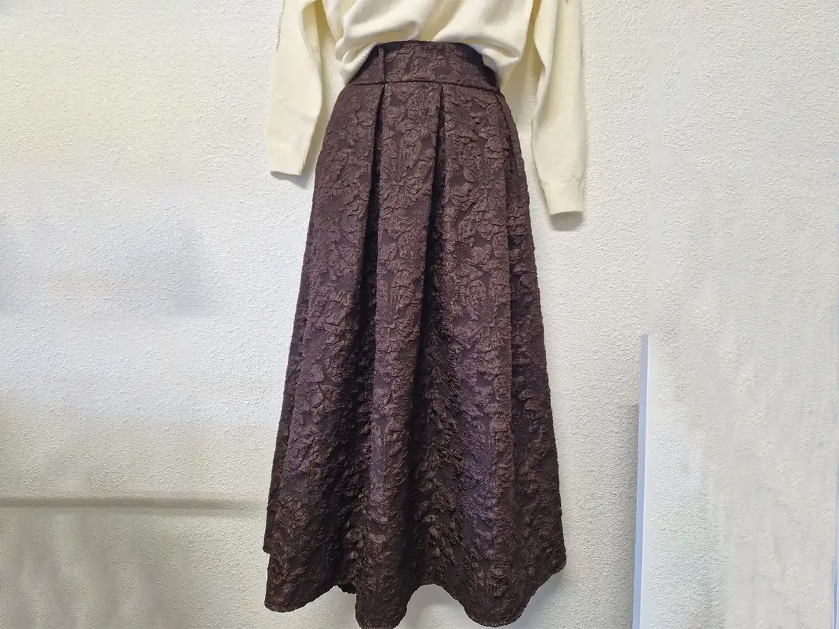 Jupe longue texturée marron