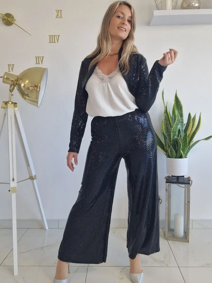 Pantalon à paillettes noir